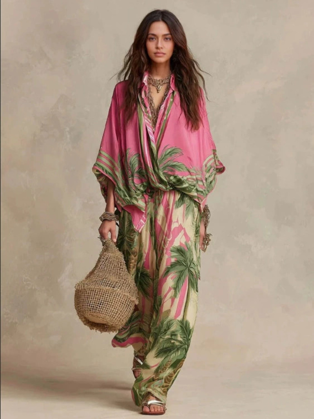 Womens Loose Printed Two Piece Set Summer Street Style Chic Unique